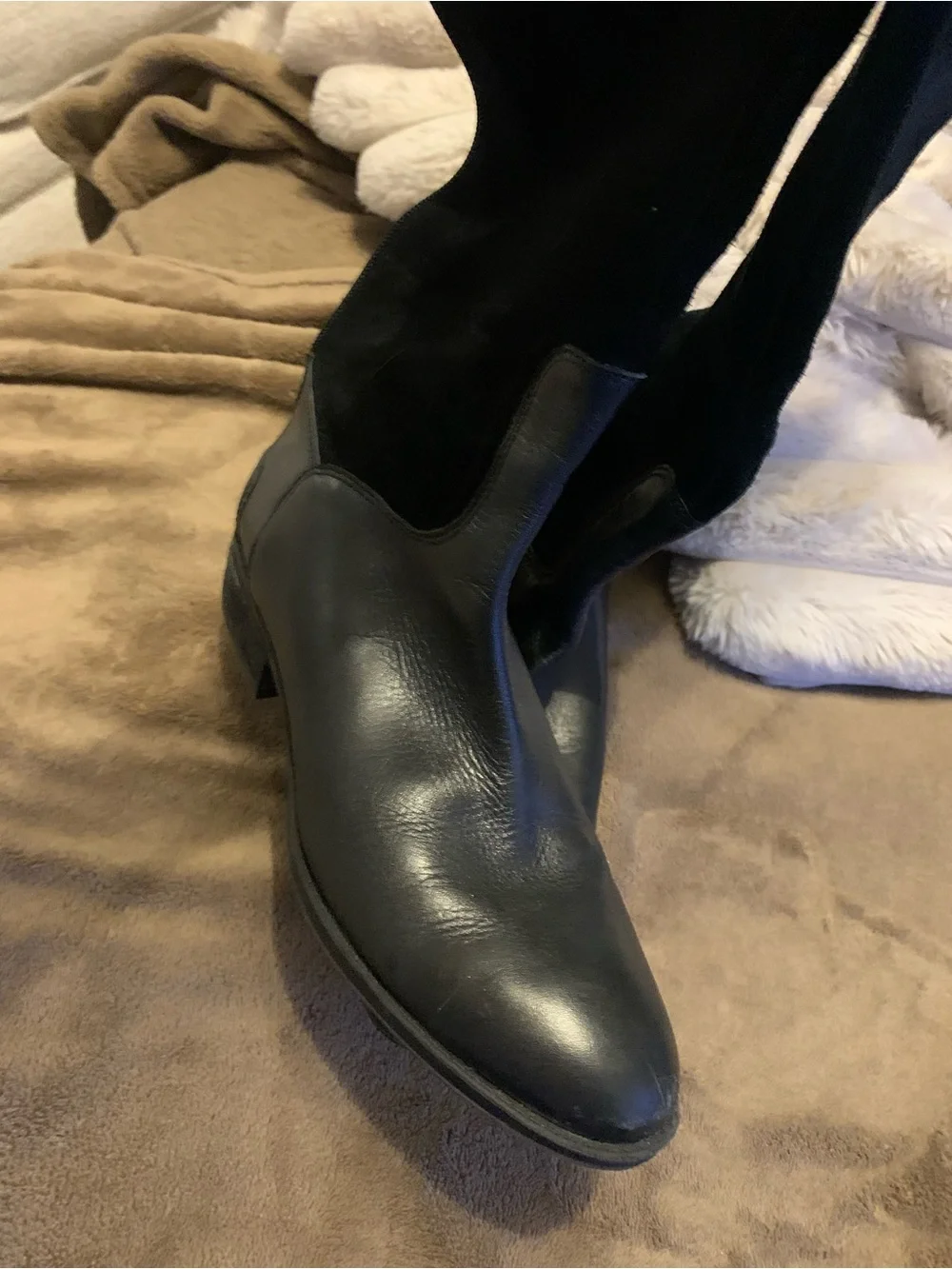 Sam Edelman Black Leather and Suede Men's Tall Riding Boots